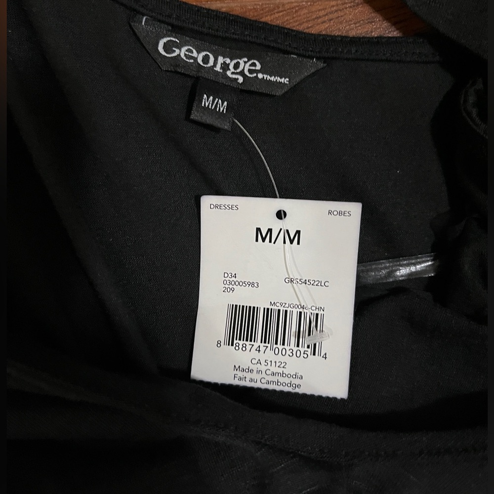 George women’s medium sleeveless dress, racerback, ruffle front, black, new - Picture 5 of 8